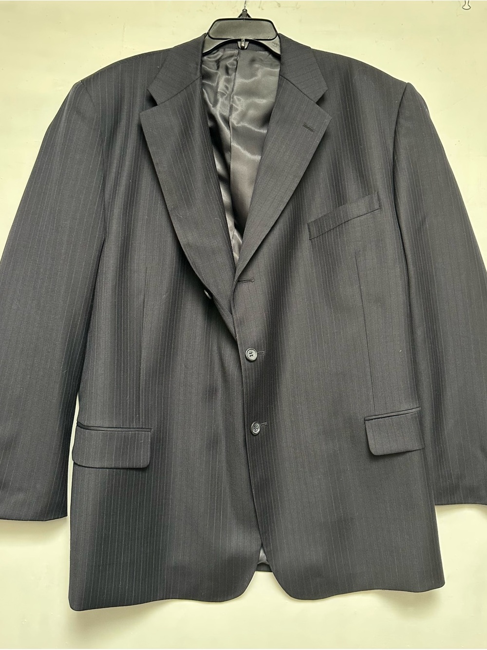 Montefino Uomo Merino Wool Black Pinstripe Sport Jacket Super 120’s Mens 54R